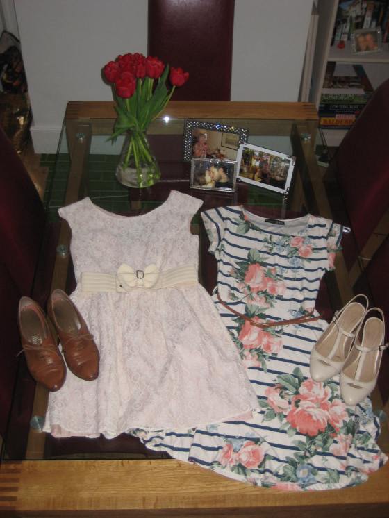 Dresses from Primark. Shoes from (left) Camden market and (right) Accessorize